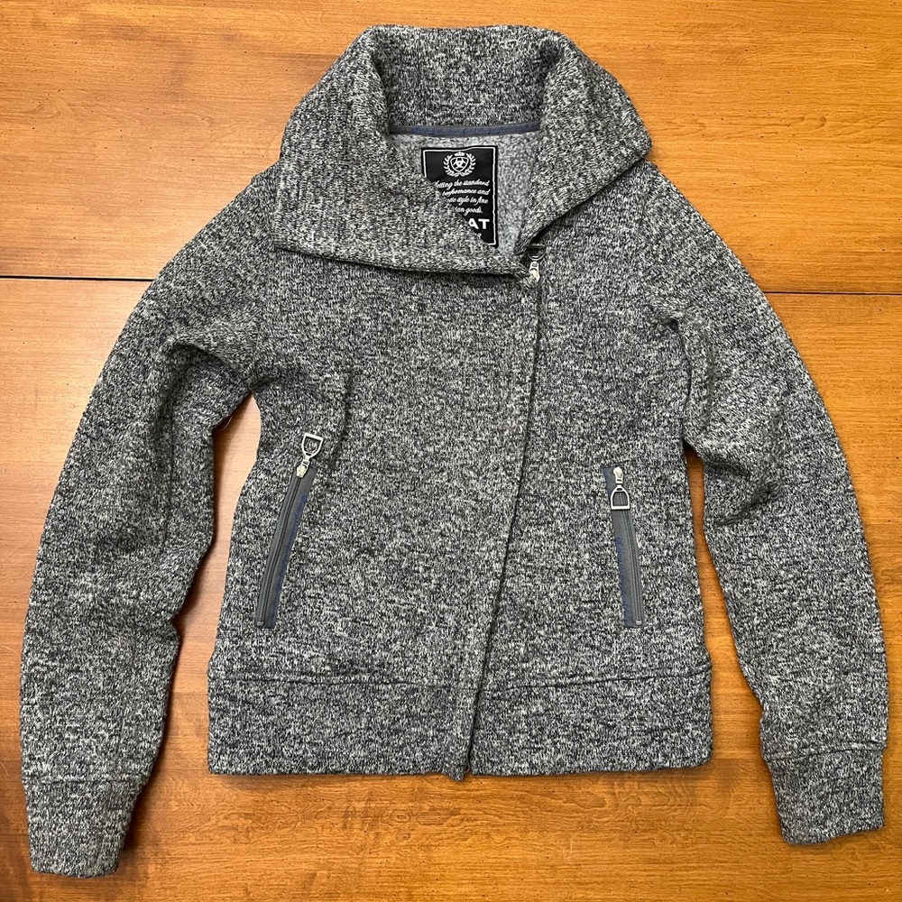 Ariat Asymmetrical Gray Fleece Equestrian Full Zip Jacket Women’s Size XS